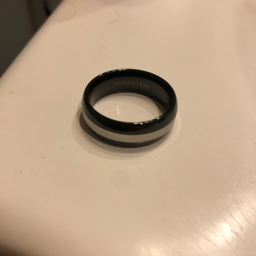 Real Authentic Black and Silver Tungsten Ring Size 11